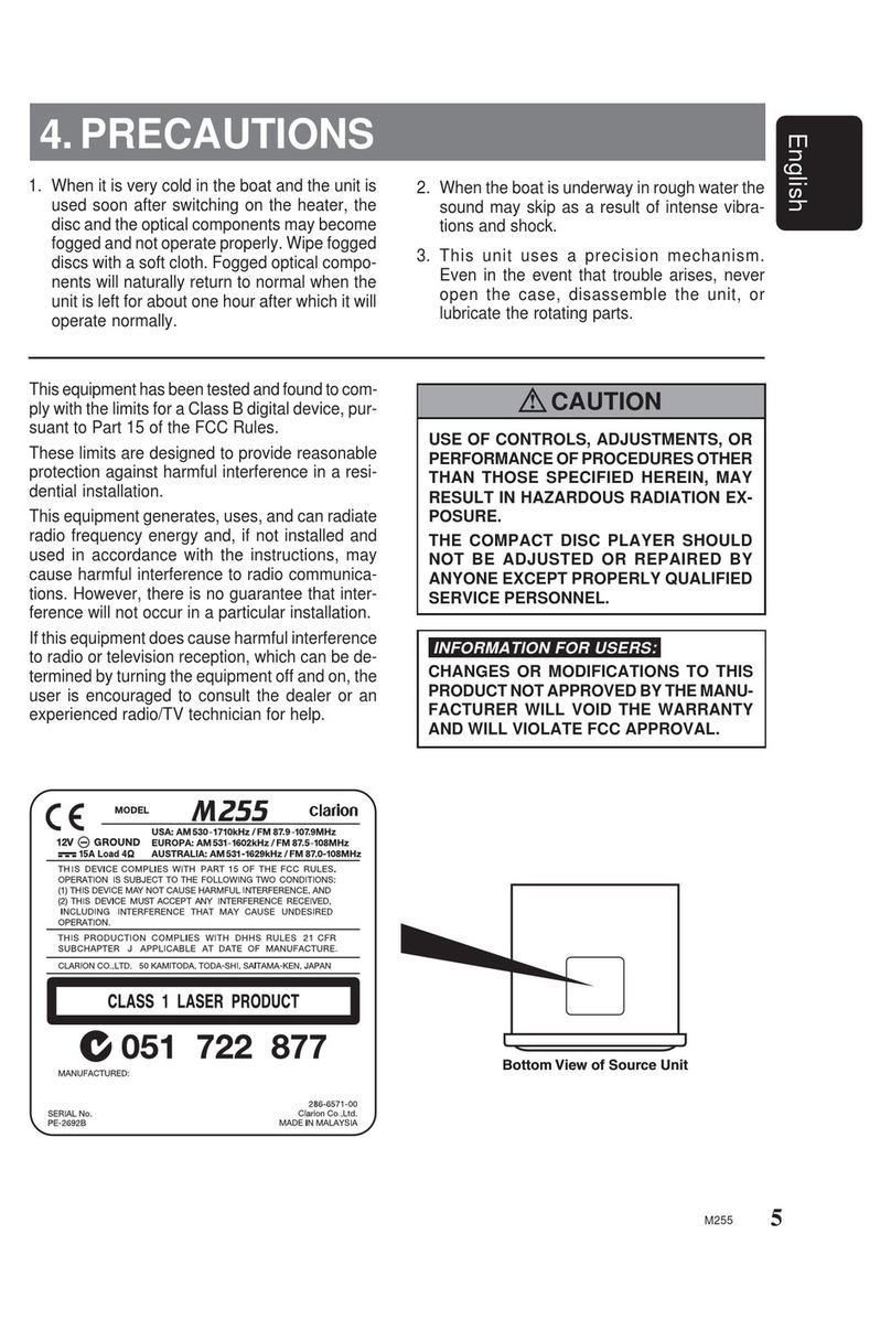 Clarion M255 User manual