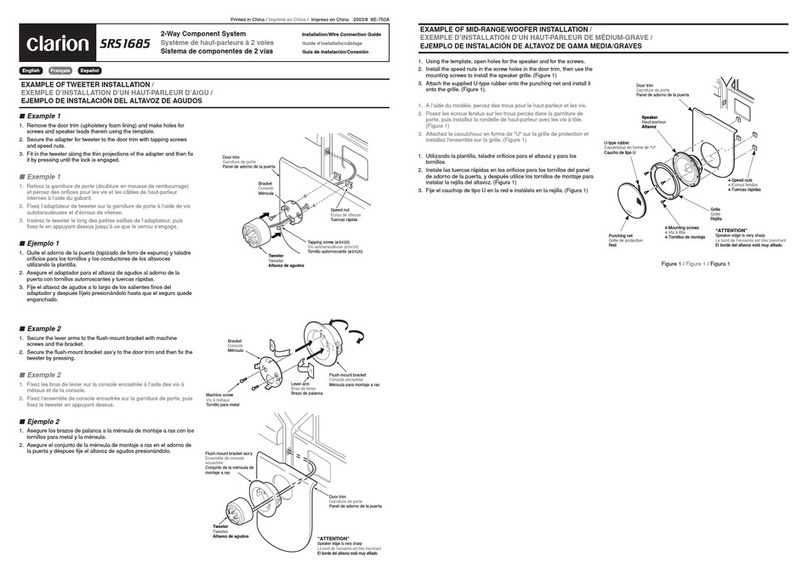 Clarion SRS1685 Installation/wire connection guide