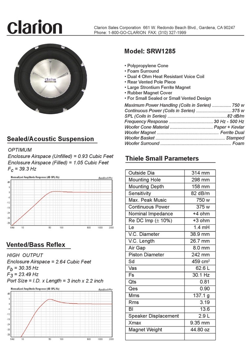 Clarion SRW1285 Specifications