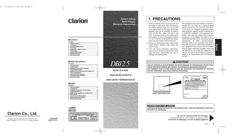 Clarion DB125 owner's manual