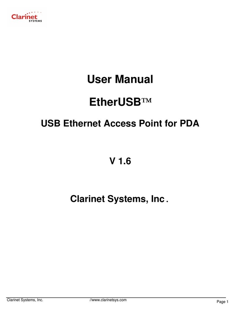 Clarinet Systems EtherUSB EA104 User manual Clarinet Systems EtherUSB EA104 User manual