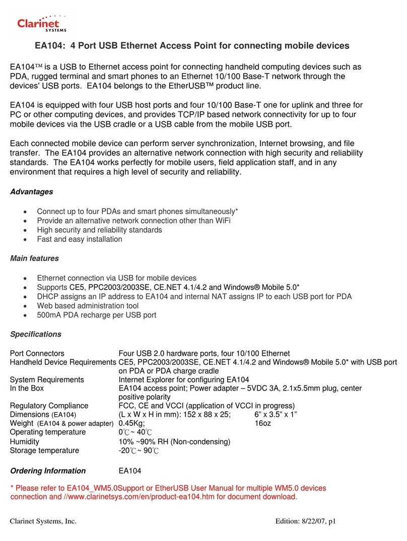 Clarinet Systems EtherUSB EA104 User manual
