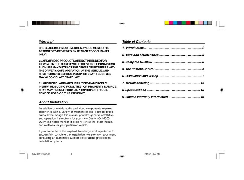 Clarion OHM653 User manual Clarion OHM653 User manual