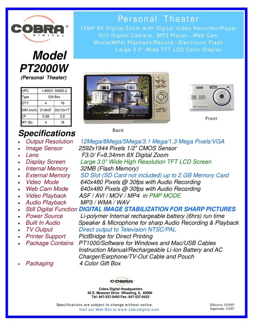 Cobra Digital PT2000W User manual Cobra Digital PT2000W User manual