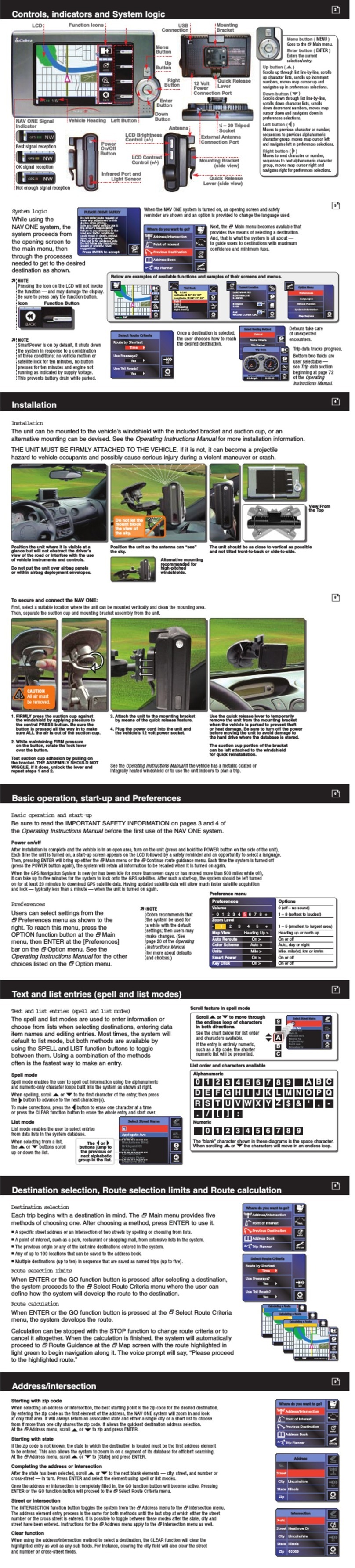 Cobra NavOne 3000 User manual Cobra NavOne 3000 User manual