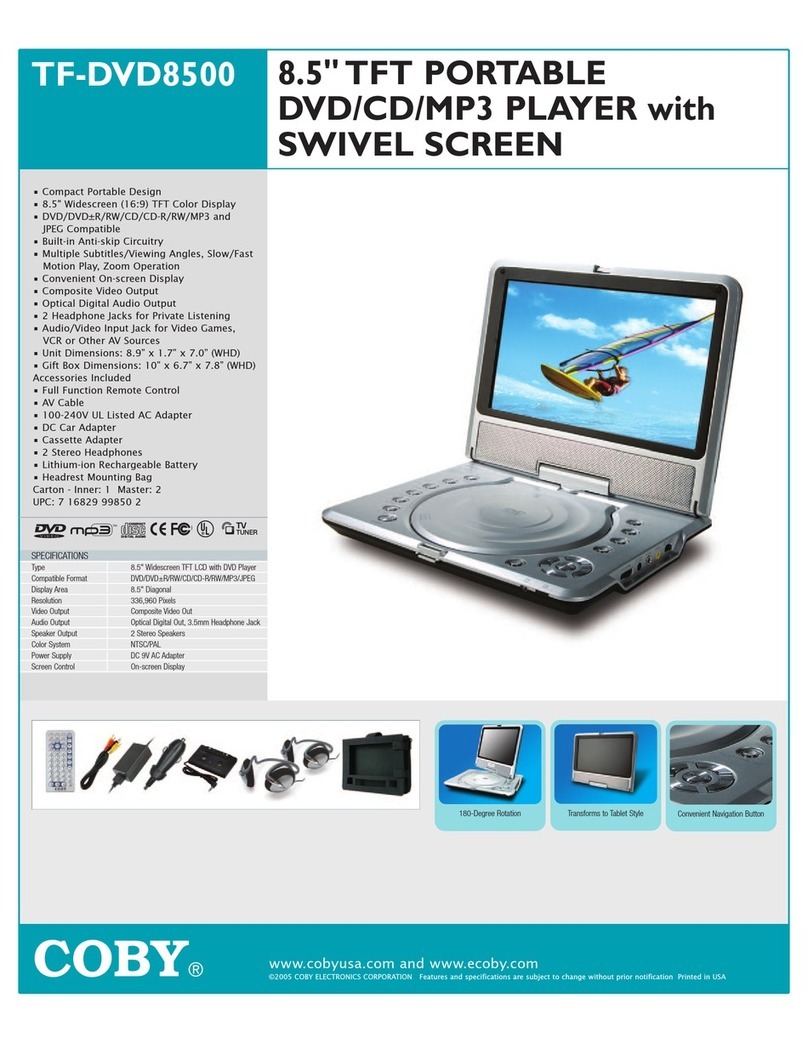 Coby TF-DVD8500 Specifications