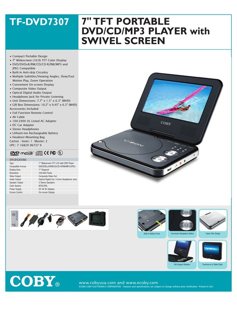 Coby TF-DVD7307 - DVD Player - 3.5 Specifications