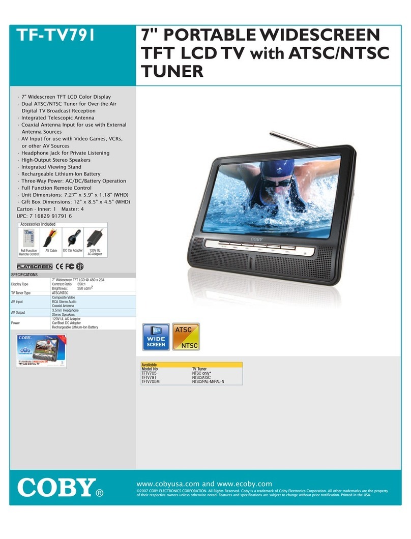 Coby TFTV791 - 7" Tft LCD Tv Specifications