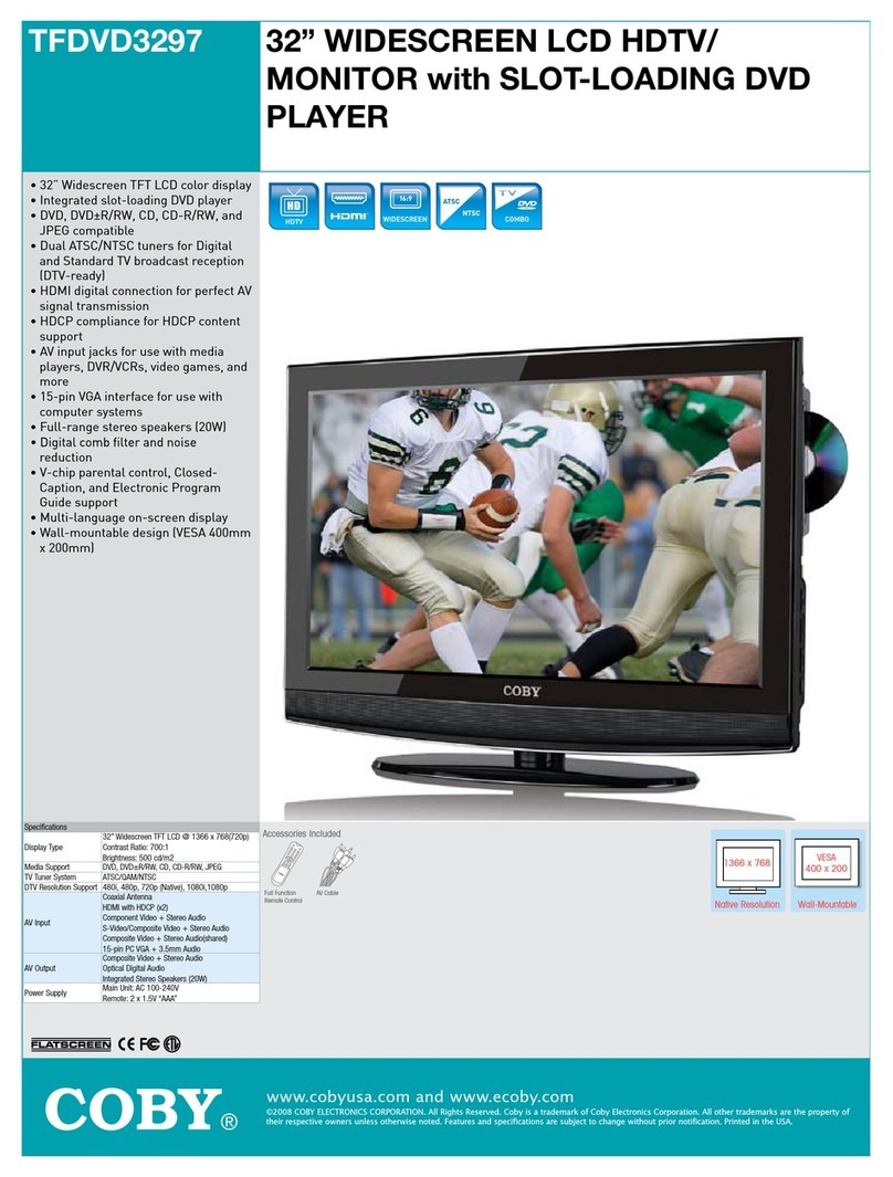 Coby TFDVD3297 - 32" LCD TV Specifications