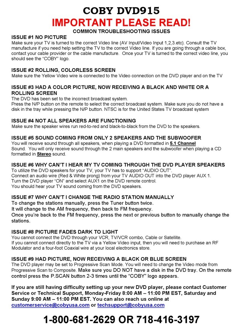 Coby DVD-915 Troubleshooting