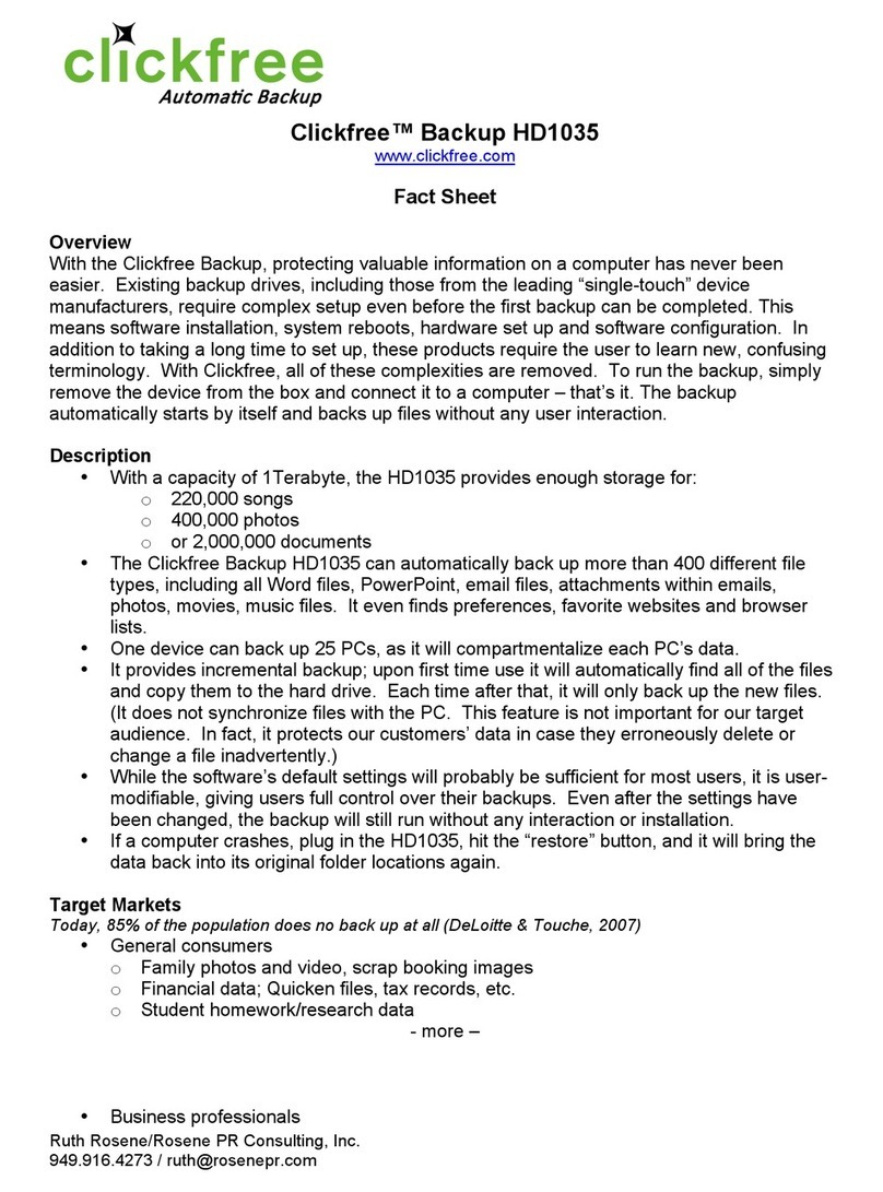 Clickfree Backup HD1035 User manual