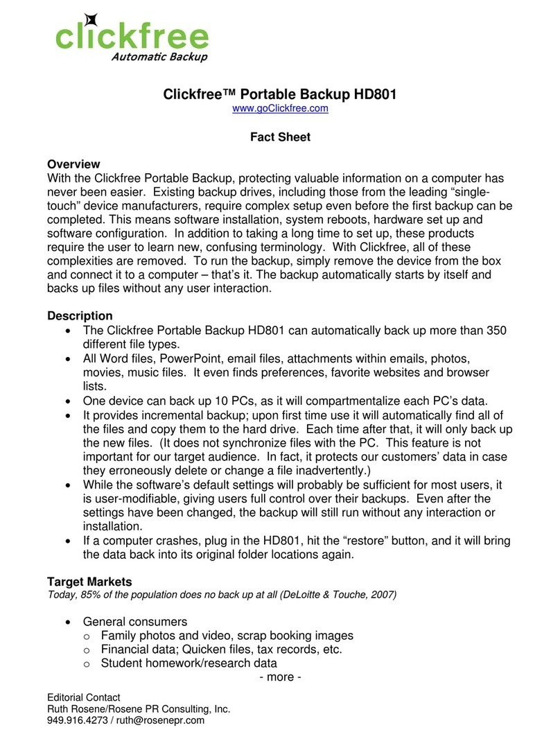 Clickfree Portable Backup HD801 User manual