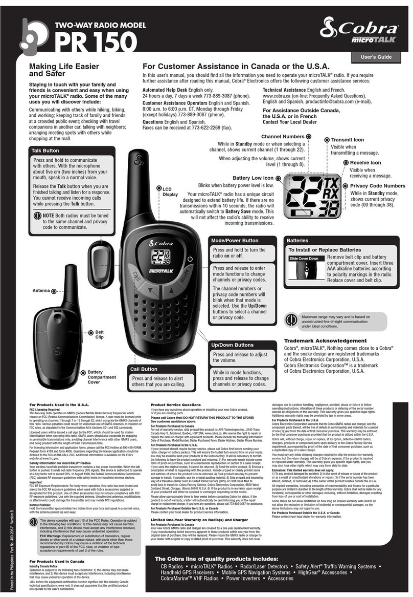 Cobra microTALK PR 150 User manual