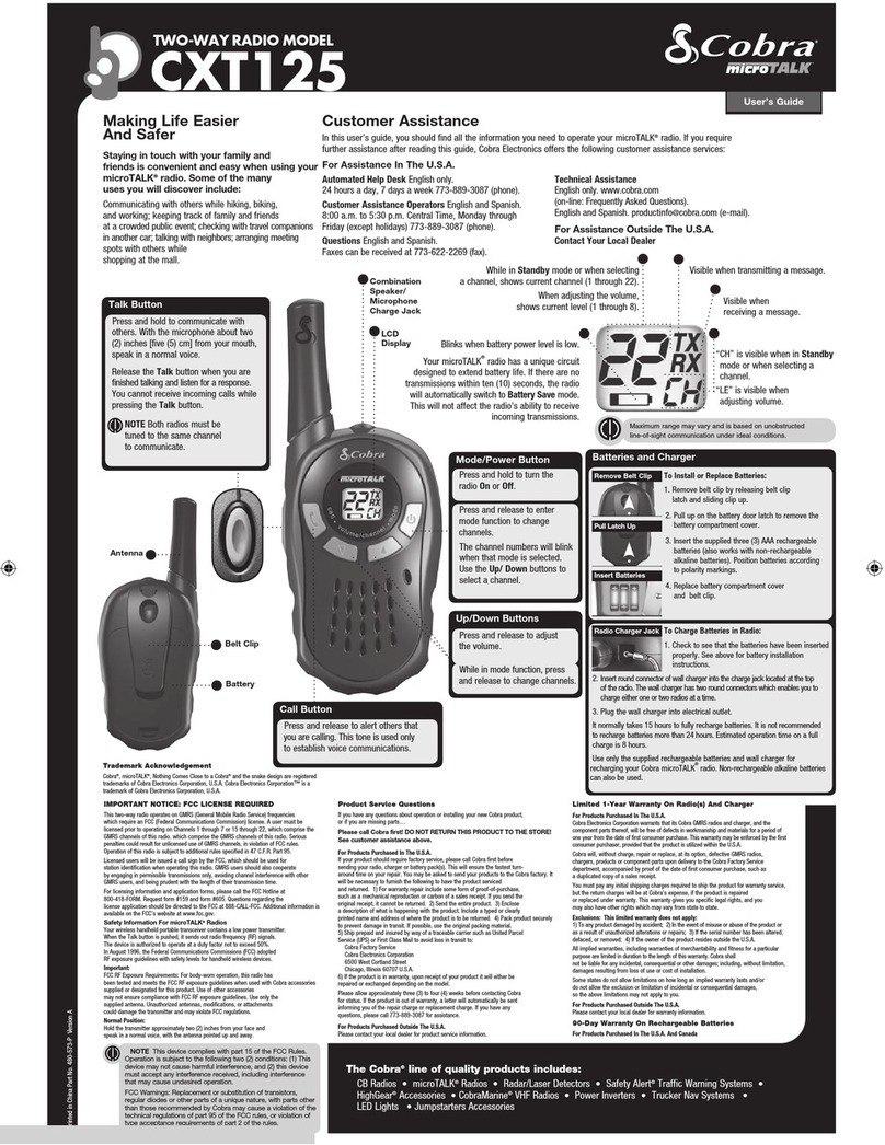 Cobra microTALK CXT125 User manual