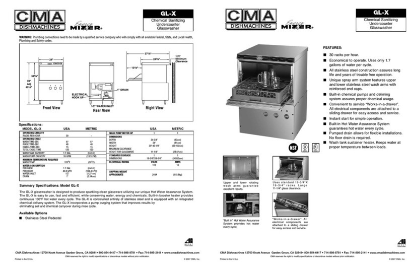 CMA Dishmachines CMA-GL-X Specifications