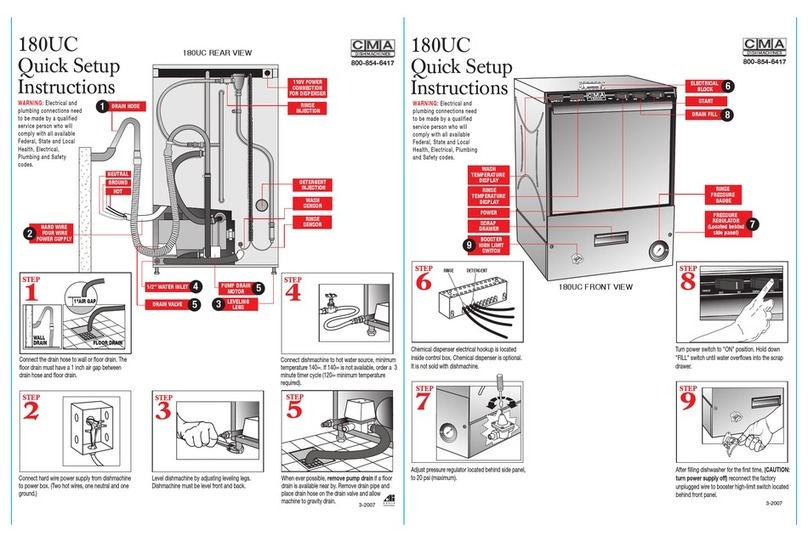 CMA Dishmachines CMA-180UC Quick setup instructions