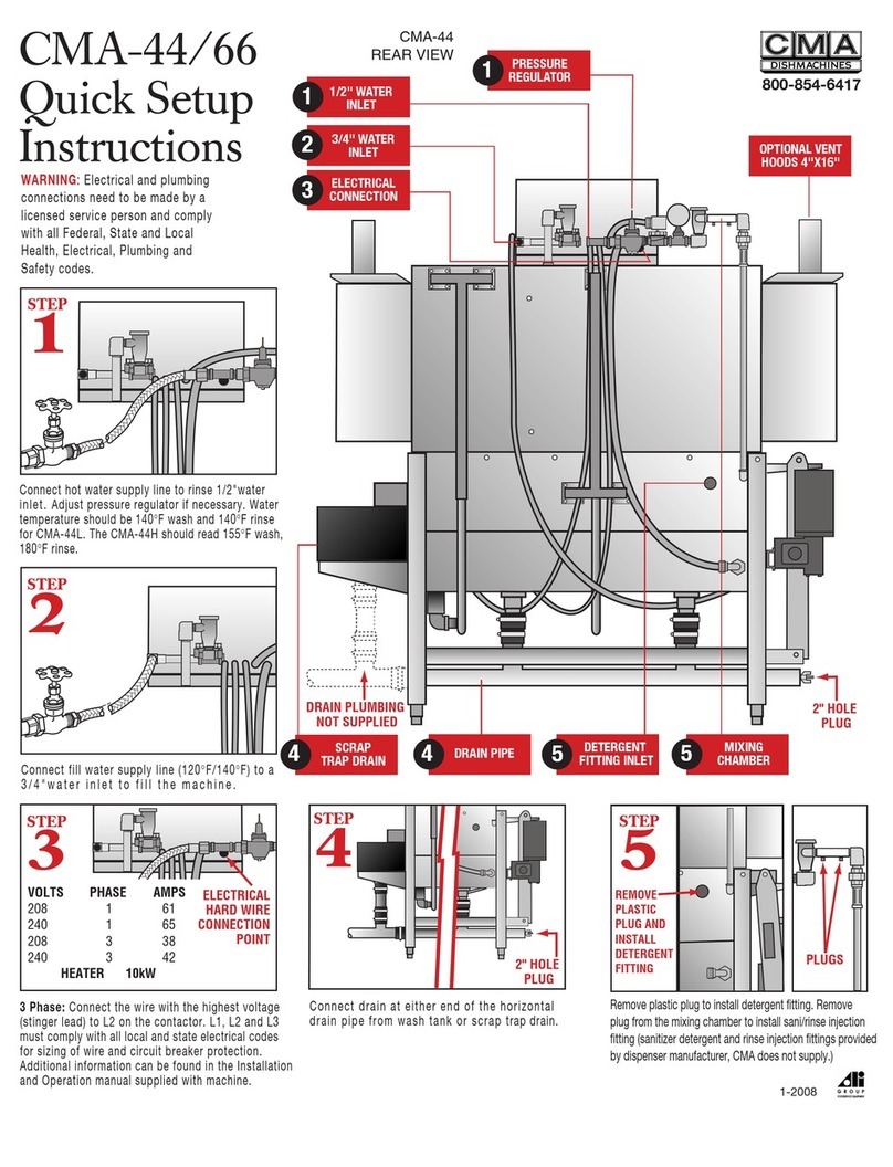 CMA Dishmachines CMA-44H Quick setup instructions