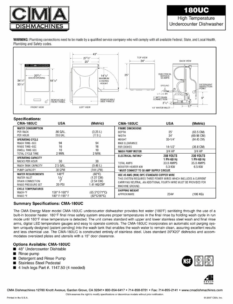 CMA Dishmachines CMA-180UC User manual