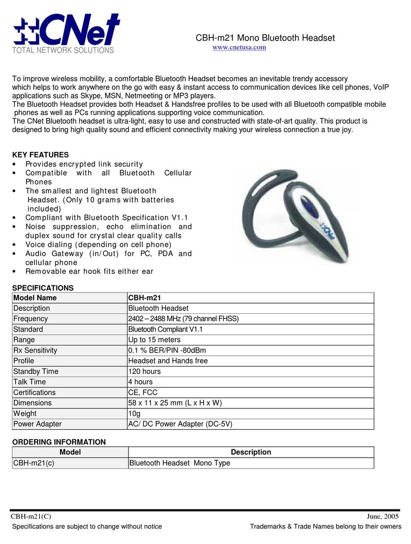CNET CBH-M21 Specifications