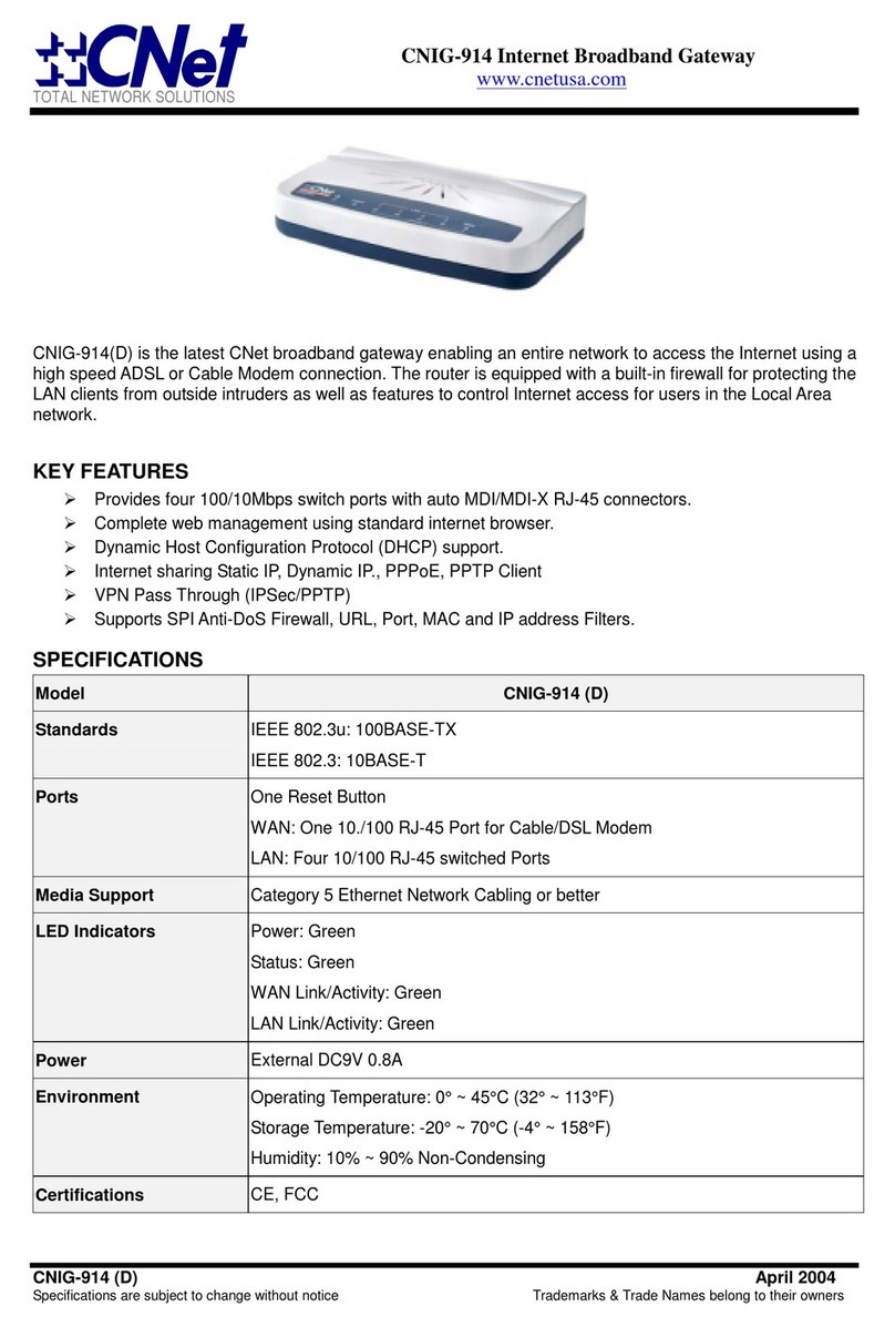 CNET CNIG-914 Specifications