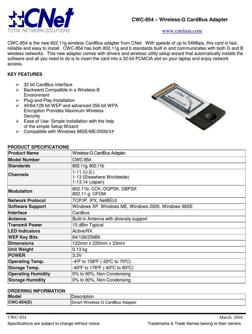 CNET CWC-854 Installation instructions