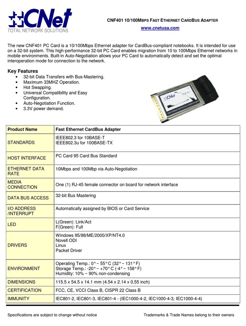 CNET CNF401 Specifications