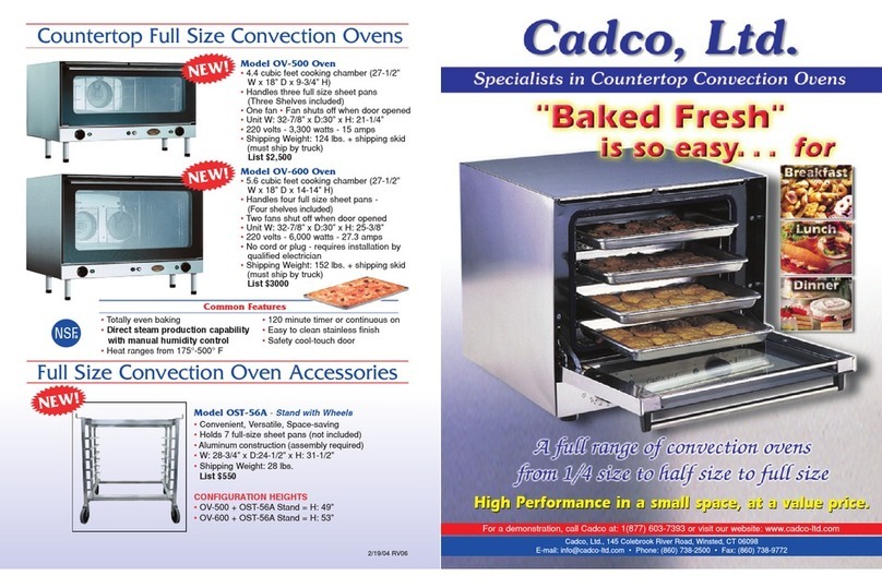 Cadco UNOX OV-250 Specifications