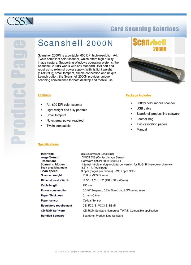 CSSN ScanShell 2000N Specifications
