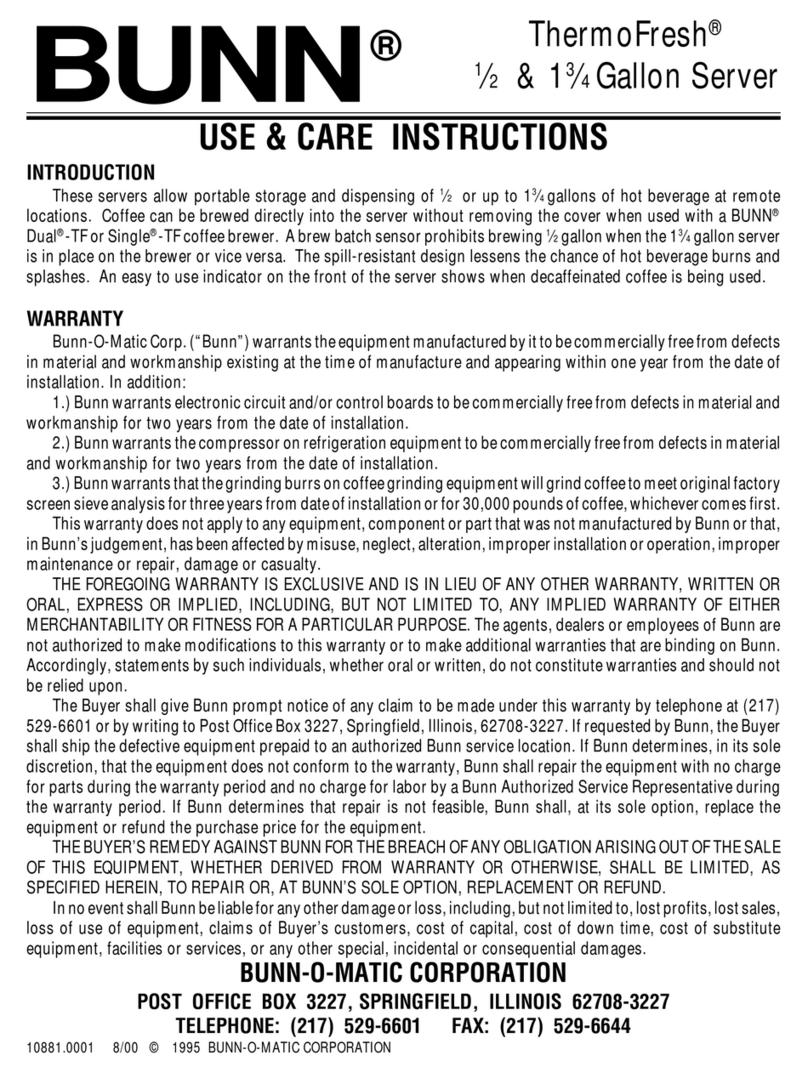 Bunn Single TF Use and care instructions