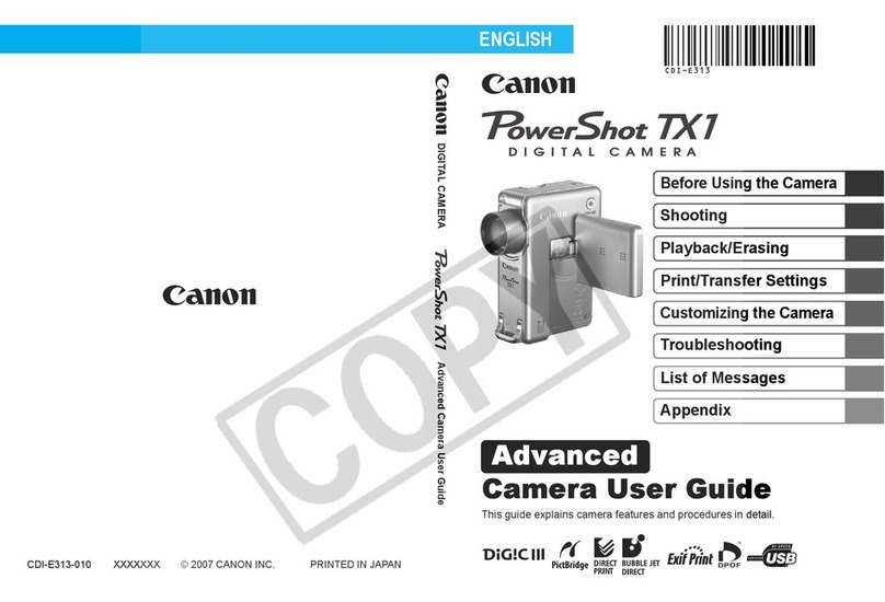 Canon PowerShot TX1 - Digital Camera - Compact User manual Canon PowerShot TX1 - Digital Camera - Compact User manual