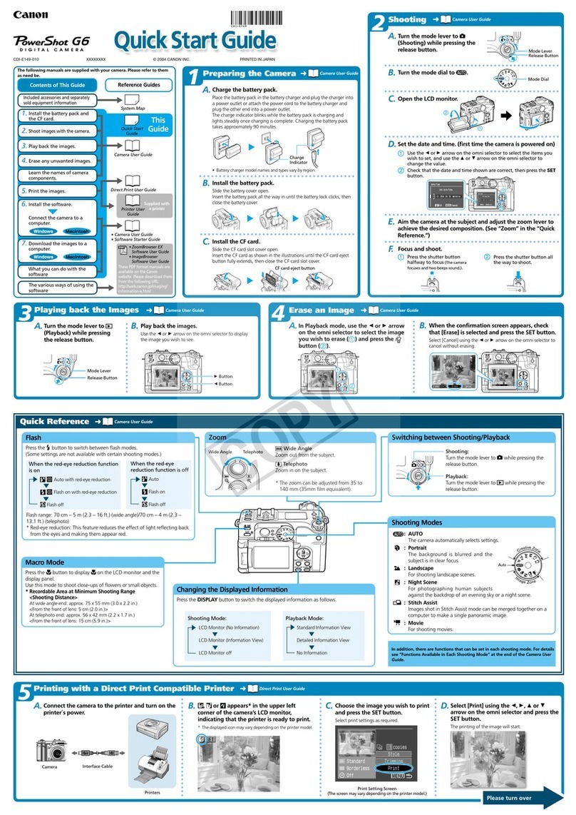 Canon PowerShot G6 quick start guide