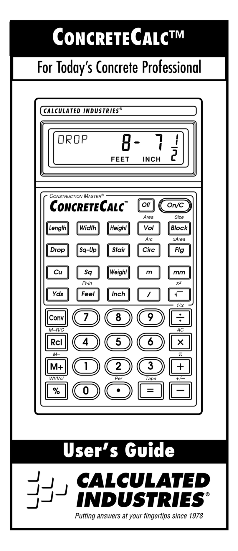 Calculated Industries ConcreteCalc User manual