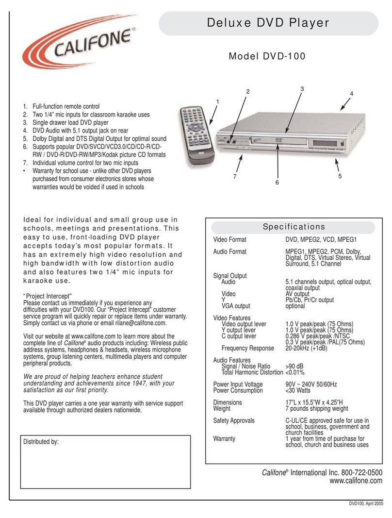 Califone DVD-100 Specifications