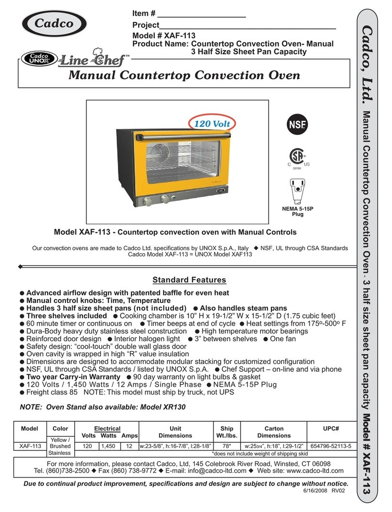 Cadco Line Chef XAF-113 User manual Cadco Line Chef XAF-113 User manual