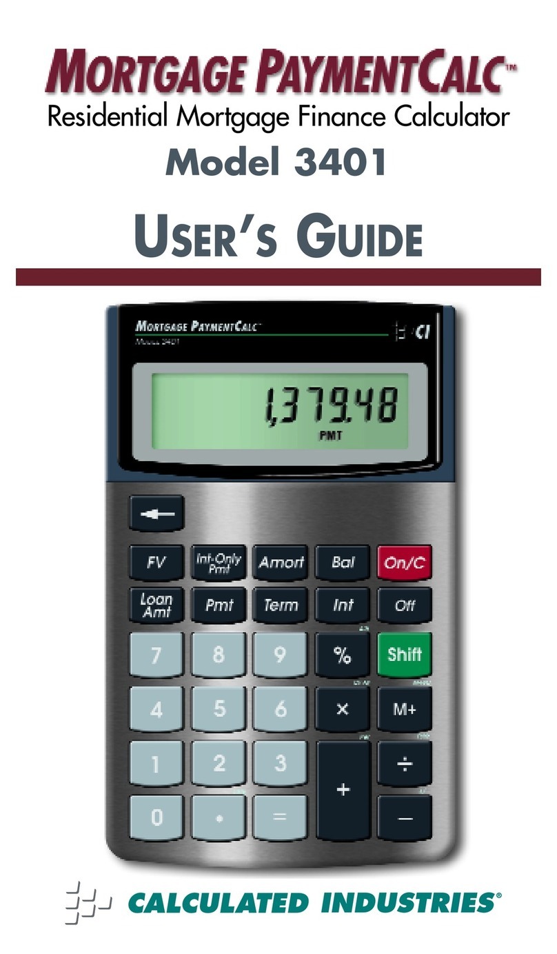 Calculated Industries Mortgage PaymentCalc 3401 User manual