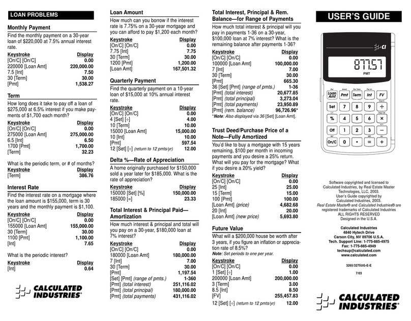Calculated Industries 3265 User manual Calculated Industries 3265 User manual