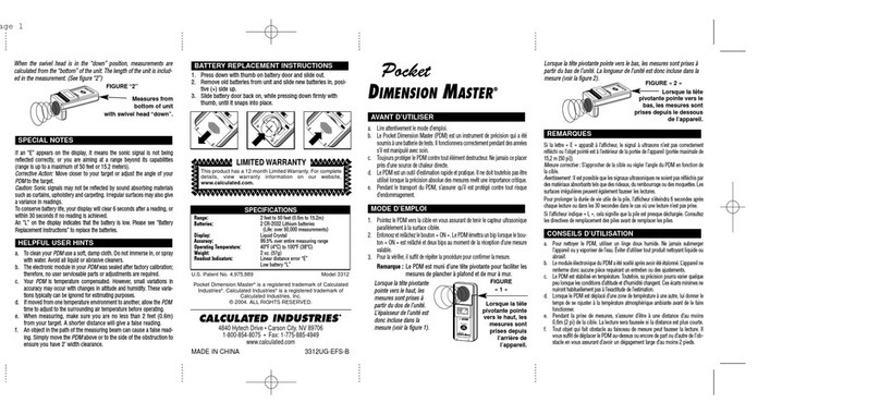 Calculated Industries Pocket Dimension Master 3312 user guide Calculated Industries Pocket Dimension Master 3312 user guide
