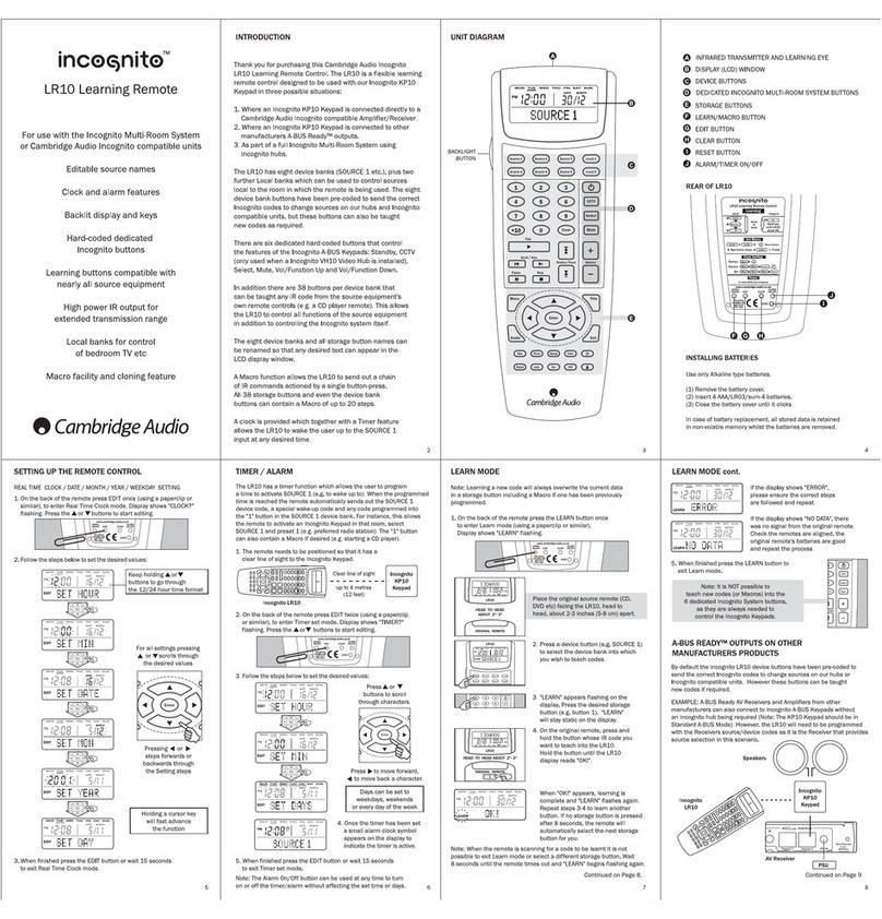 Cambridge Audio Incognito LR10 user manual