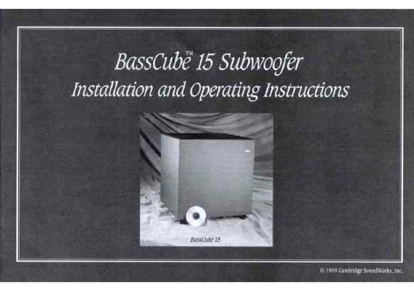 Cambridge Sound Works BassCube 15 Installation and operating instructions