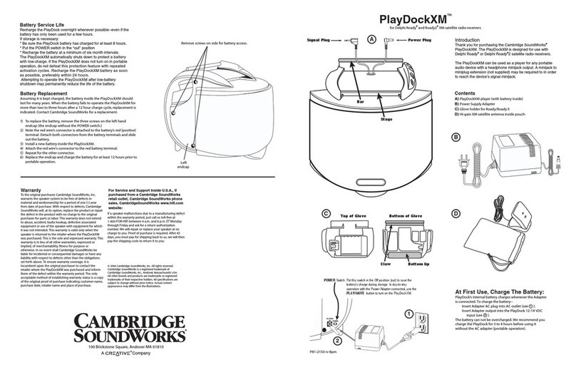 Cambridge Sound Works Playdock XM user guide