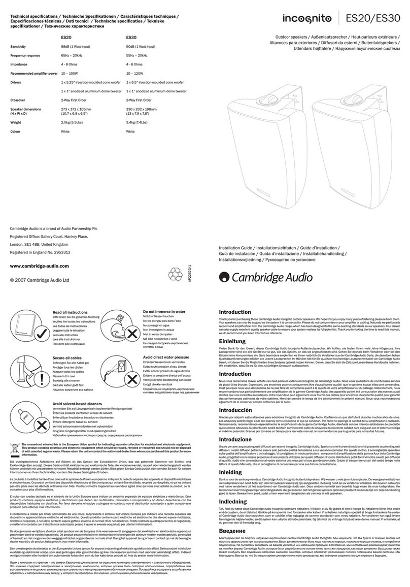 Cambridge Audio incognito ES20 installation guide