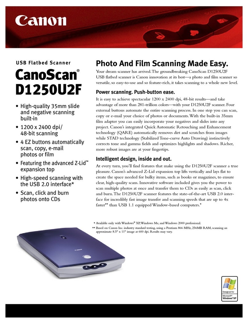 Canon D1250U2F - CanoScan USB Flatbed Scanner Specifications