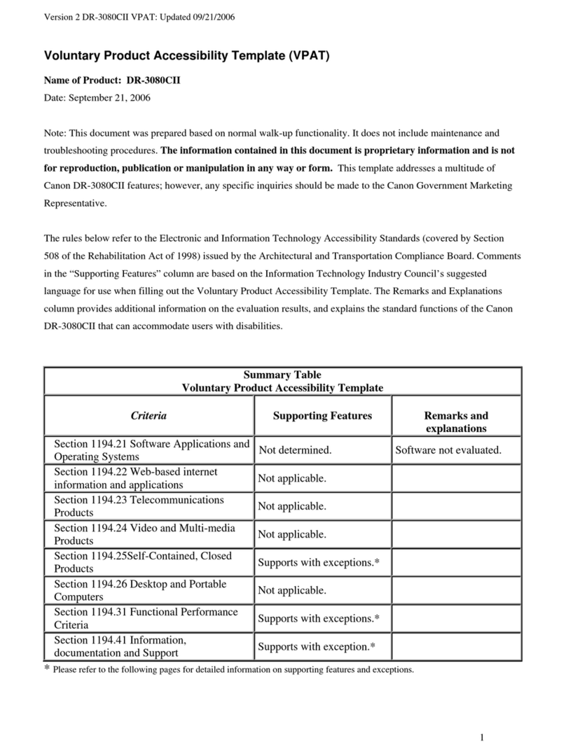 Canon imageFORMULA DR-3080C Voluntary product accessibility template