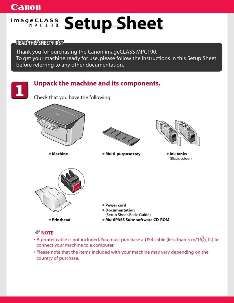 Canon imageCLASS MPC190 setup sheet