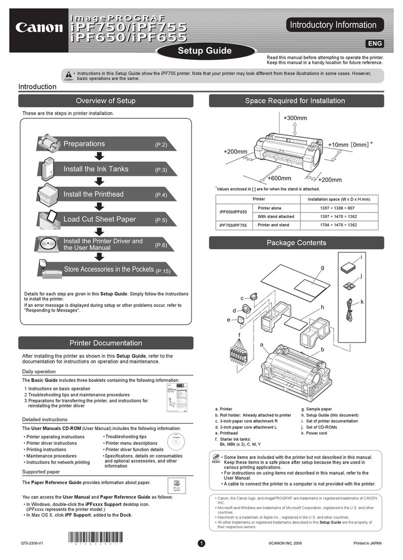 Canon iPF650 - imagePROGRAF Color Inkjet Printer User manual