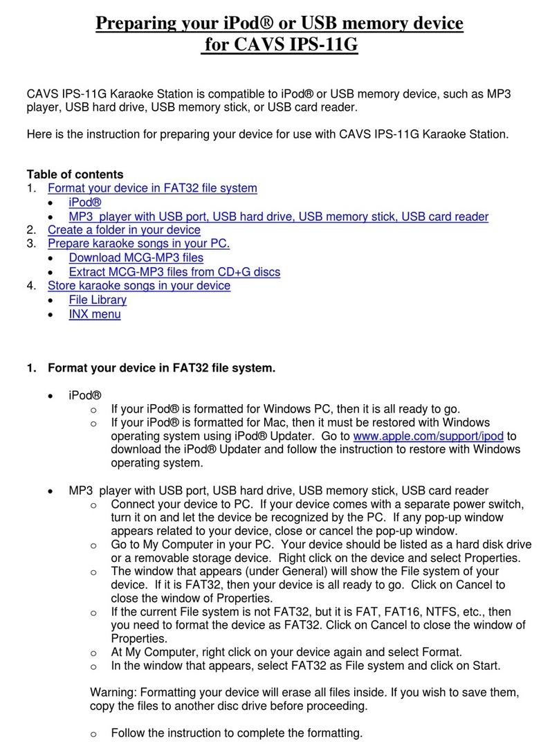 CAVS Karaoke Station IPS-11G Manual