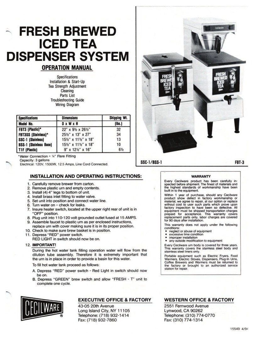 Cecilware BSS-1 User manual