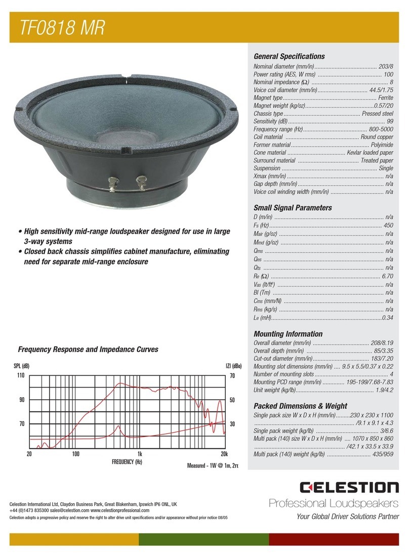 Celestion TF range TF0818 MR User manual Celestion TF range TF0818 MR User manual