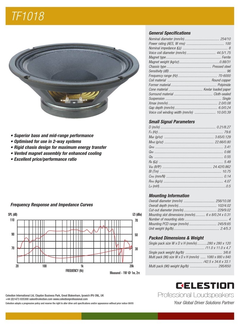 Celestion TF range TF1018 User manual Celestion TF range TF1018 User manual