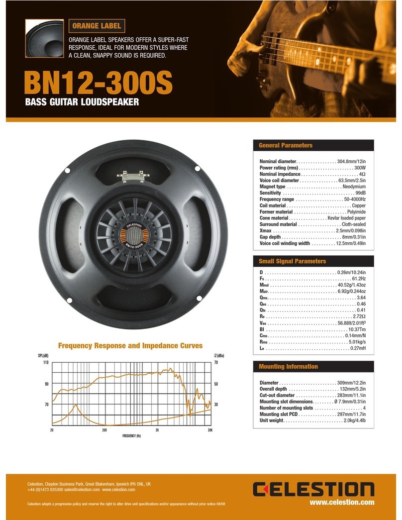 Celestion Orange Label Series BN12-300S User manual